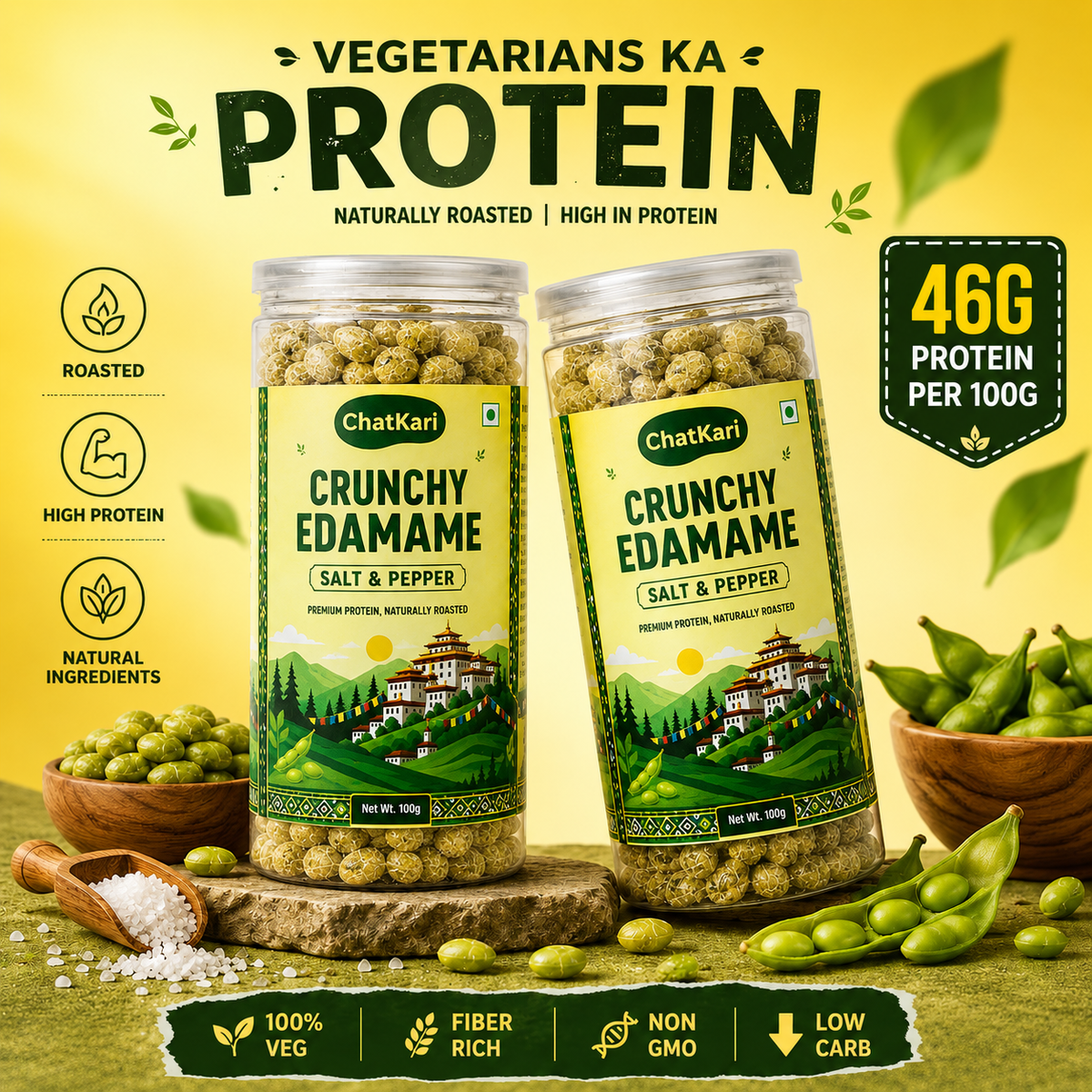 Edamame Roasted (Salt & Pepper) 100gm | 46g Protein