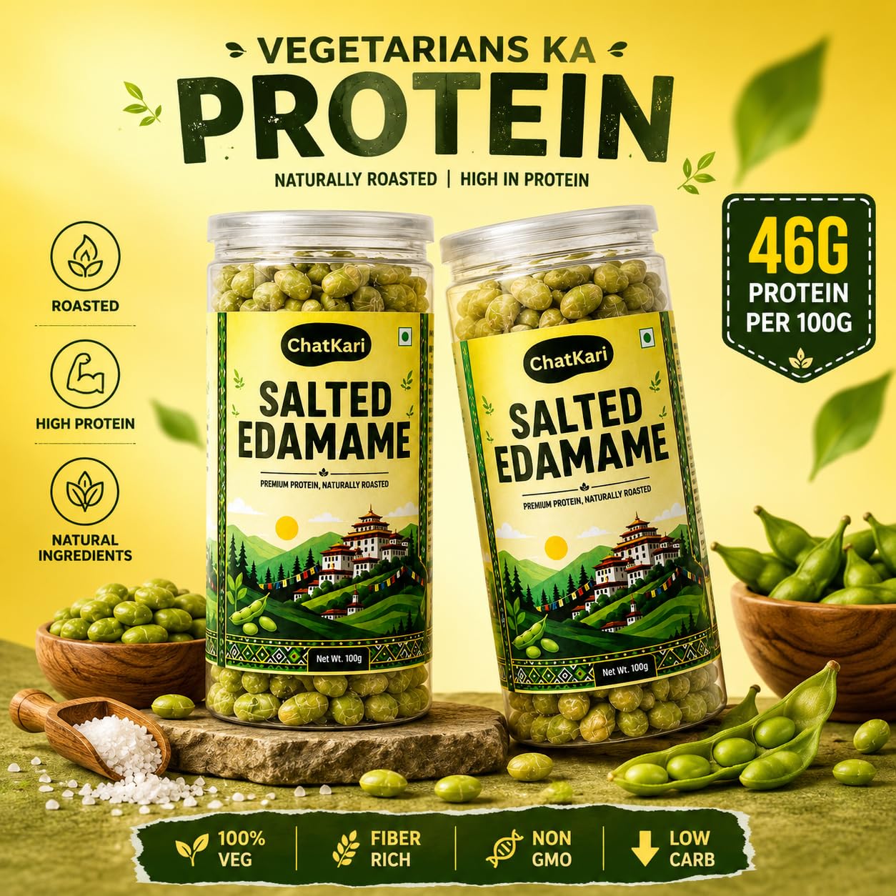 Salted Edamame Roasted 100gm | 46g Protein