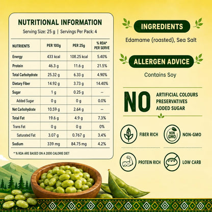 Salted Edamame Roasted 100gm | 46g Protein