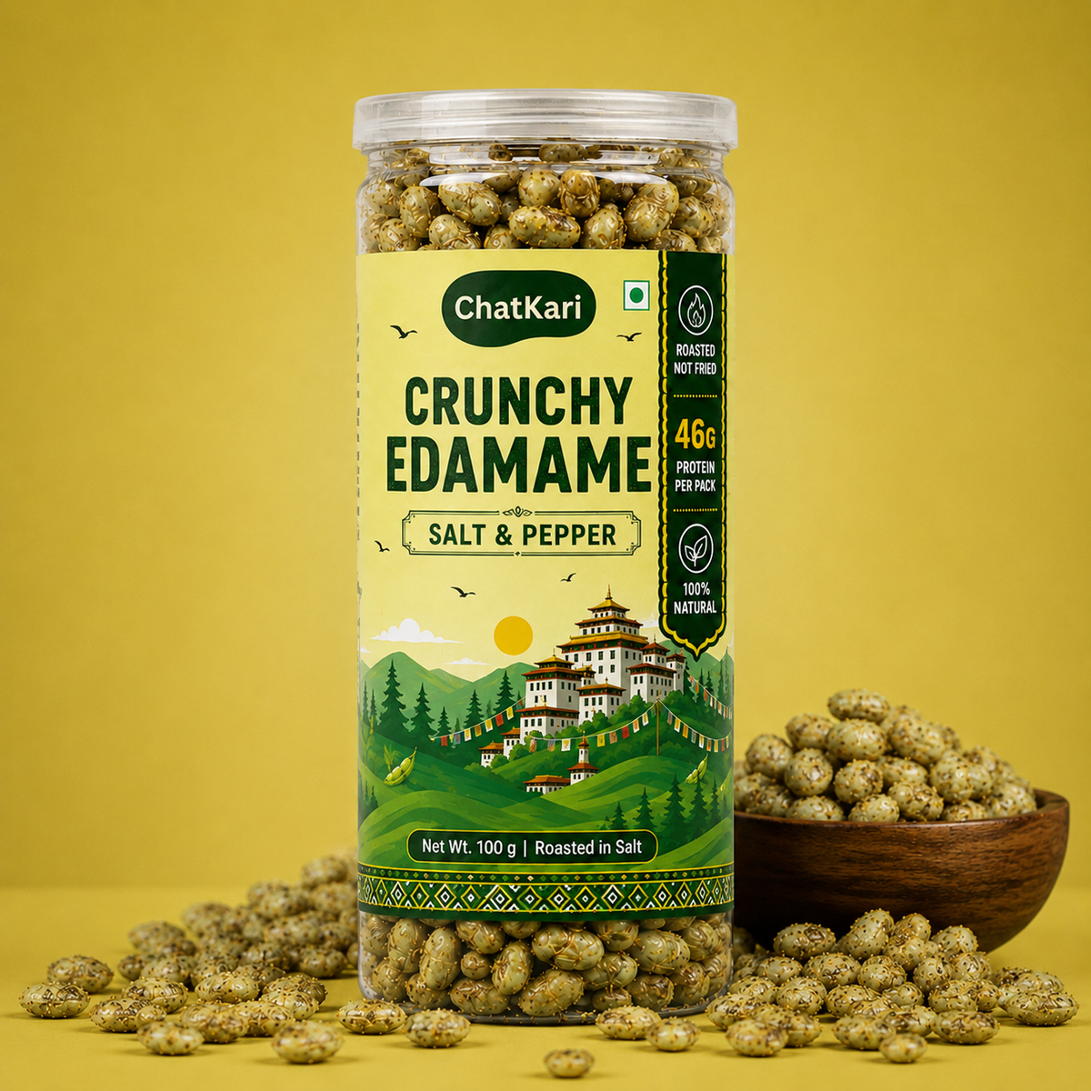 Roasted Edamame (Peri Peri, Indian Masala, Salt n Pepper) (3 packs - 100gm Each)