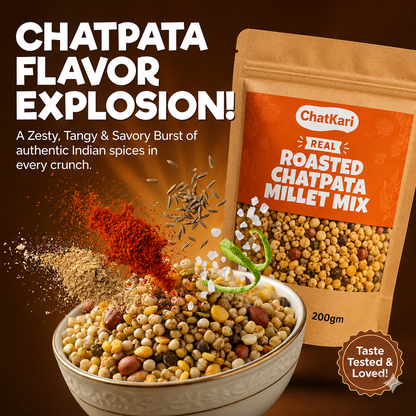 Roasted Chatpata Millet Mix Namkeen 200 gm | Jowar & Bajra Chips, Chana, Peanuts & Moong | High Protein Crunchy Millet Snack