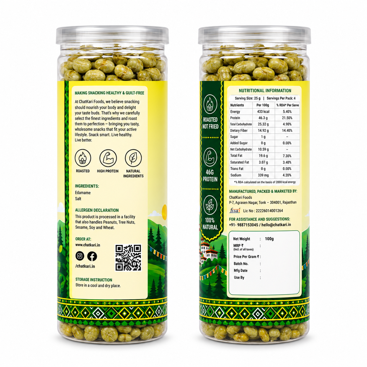 Roasted Edamame (Peri Peri, Indian Masala, Salt n Pepper) (3 packs - 100gm Each)