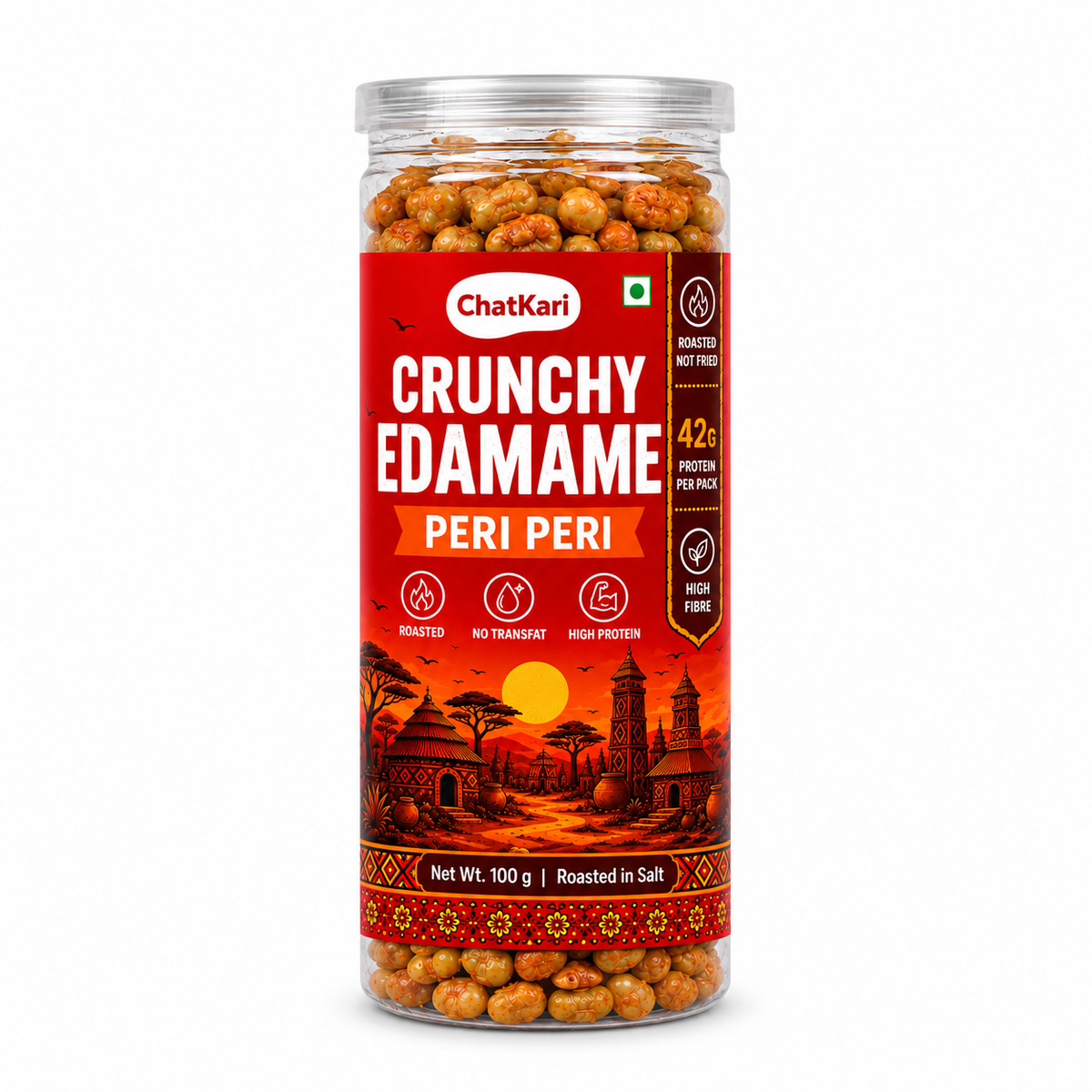 Roasted Edamame Peri Peri Limon Flavour 100gm | 42gm Protein